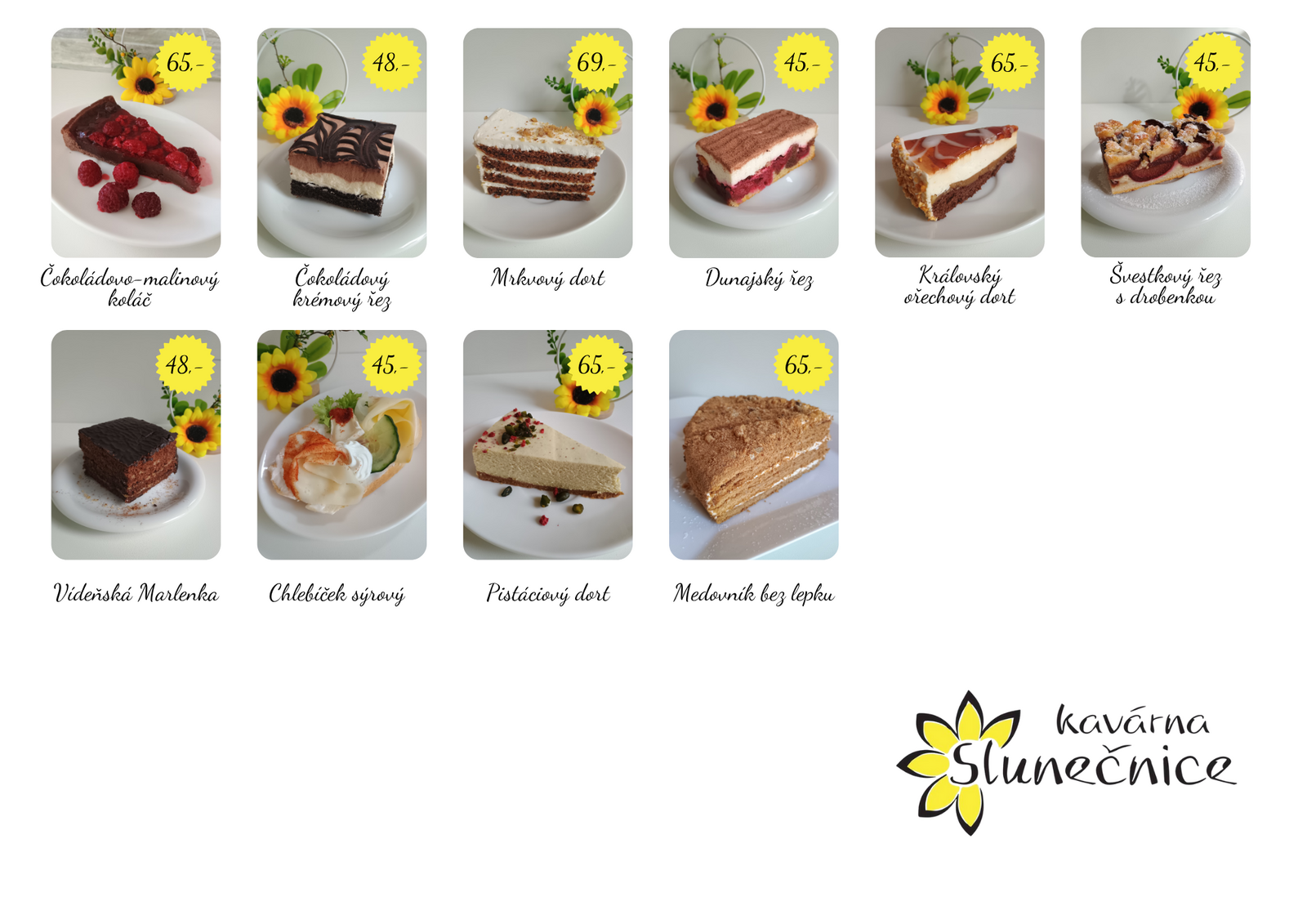 Nabídka zákusků kavárny Nabídka zákusků kavárny